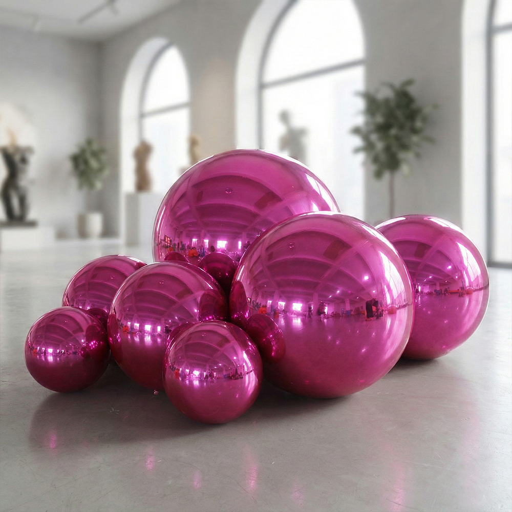 Hot Pink Color Inflatable Mirror Ball Reusable Big Bubble Shiny Balloon Balls