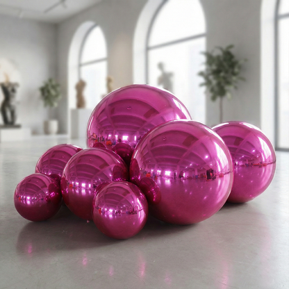 Hot Pink Color Inflatable Mirror Ball Reusable Big Bubble Shiny Balloon Balls