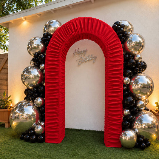  3D Arch Backdrop Stand With Ruched Fabric Cover