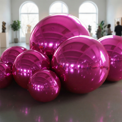 Hot Pink Color Inflatable Mirror Ball Reusable Big Bubble Shiny Balloon Balls