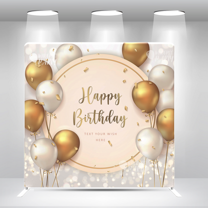Golden White Balloon Happy Birthday Party Decoration Background Pillowcase Bracket and Cover Set