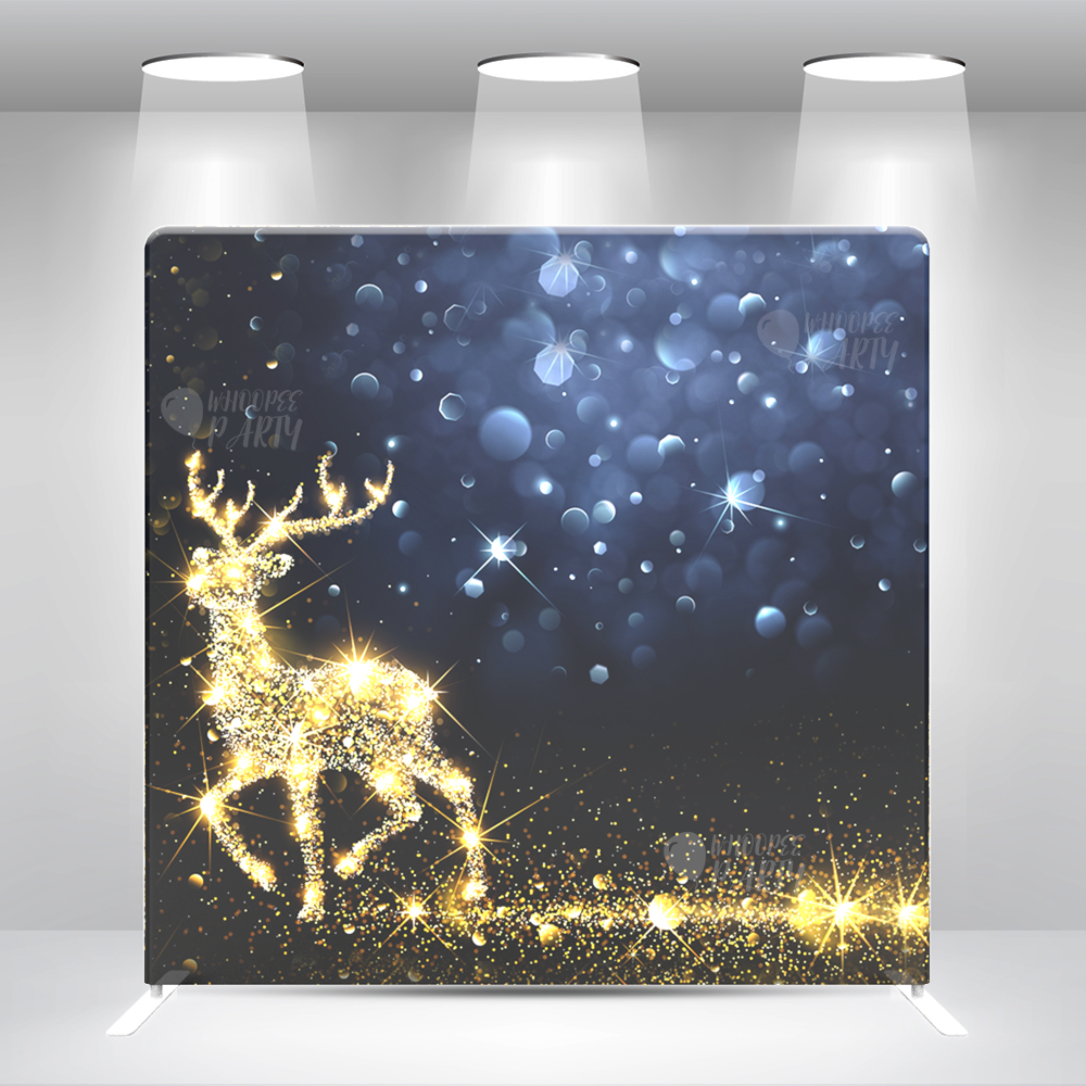 Merry Christmas Decoration Golden reindeer Pillow Case Photo Booth Backdrop Wall Cover With Stand For party