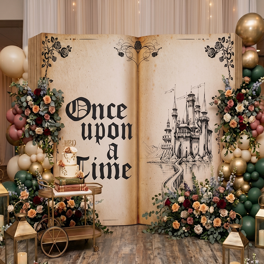 8ft by 8ft 3D Book Backdrop Cover With Stand – Turn Every Event Into a Story