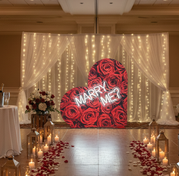 3d heart rose backdrop 