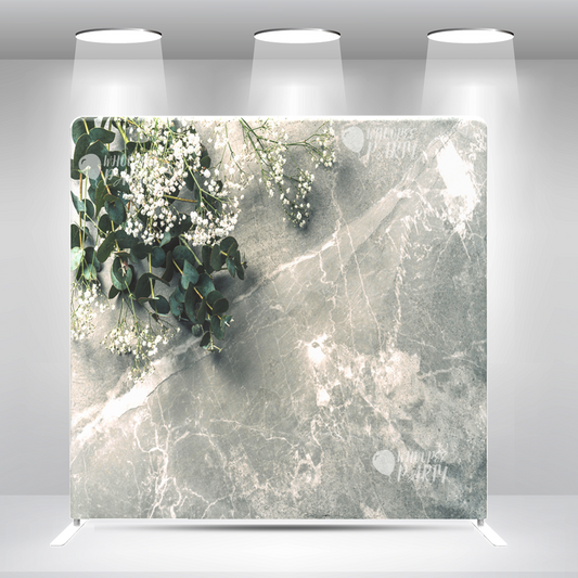 Elegant Marble Backdrop with Eucalyptus  Wedding Just MarriedMarried Pillow Case Photo Booth Backdrop Wall Cover With Stand For Party Photography Photo Shoot Studio Props