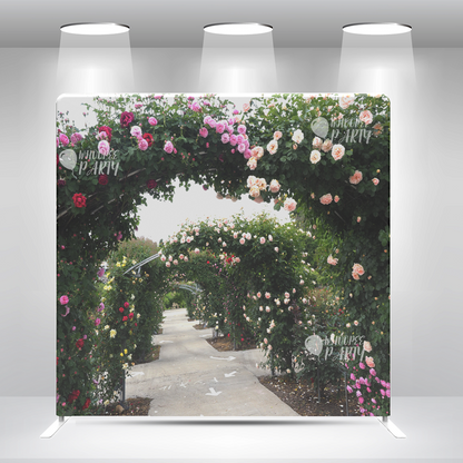 Romantic Rose Archway Pathway Garden Wedding   Pillow Case  Backdrop Cover With Stand For Party Photography Photo Shoot Studio Props