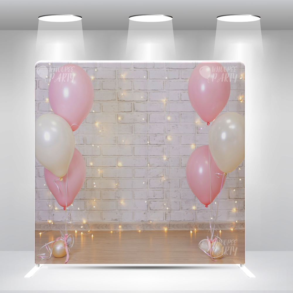 Pink Balloons  Happy Birthday Party  Decoration Background Pillowcase Stand With Cover