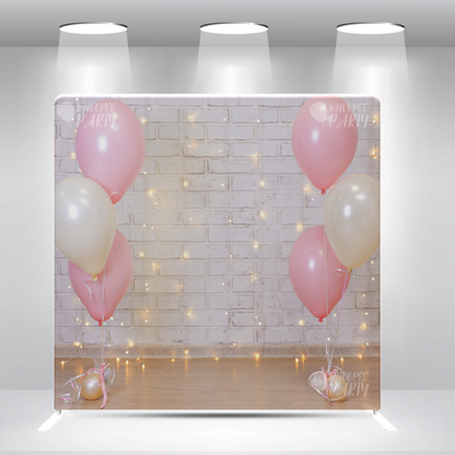 Pink Balloons  Happy Birthday Party  Decoration Background Pillowcase Stand With Cover