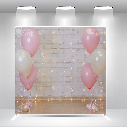 Pink Balloons  Happy Birthday Party  Decoration Background Pillowcase Stand With Cover