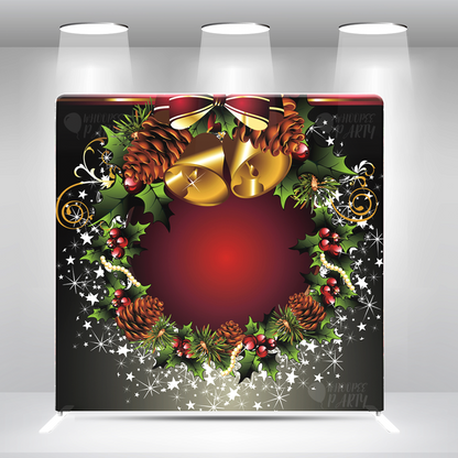 Classic Christmas design with pine branches, holly leaves & festive accents Pillow Case Photo Booth Backdrop Wall Cover With Stand