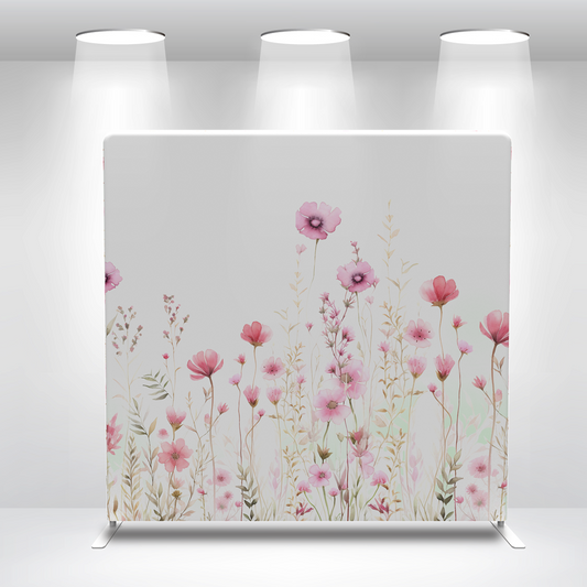 Flower Flora Pillow Case Photo Booth Straight Backdrop Wall Cloth Cover With Stand For Birthday Wedding Baby Shower Party