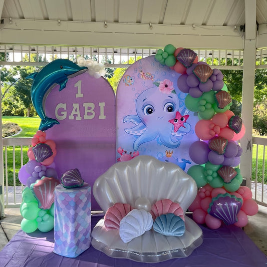 Mermaid Birthday Baby Shower Party Background Arch Backdrop Wall Cloth Cover