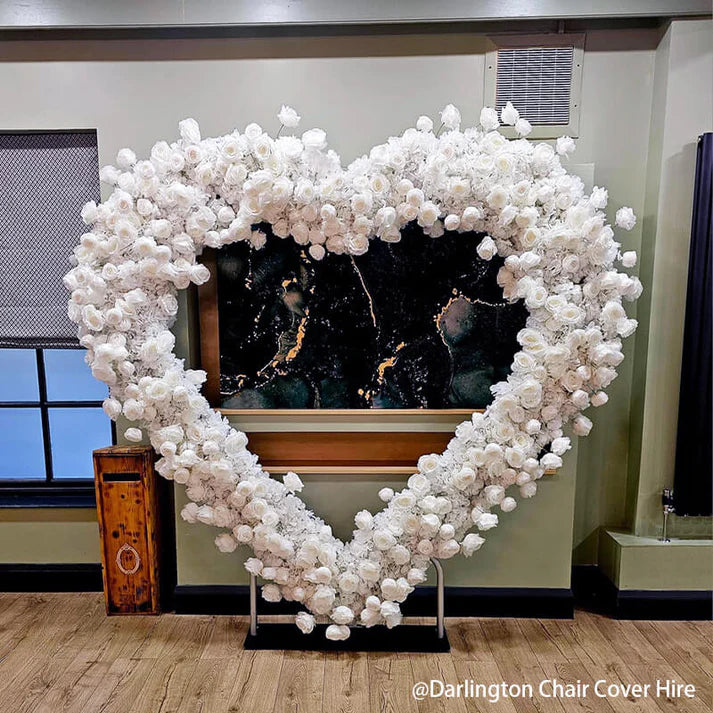 8ftWhiteRoseFlowerWallRomanticAtmosphereHeartShapedWeddingDecoration