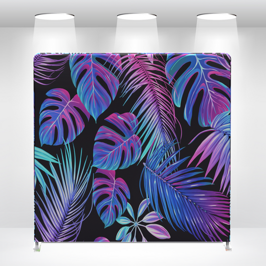 Tropical Fern Green Leaf Pillow Case Photo Booth Straight Backdrop Wall Cloth Cover With Stand For Birthday Wedding Baby Shower Party