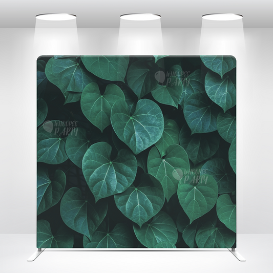 Tropical Fern Green Leaf Pillow Case Photo Booth Straight Backdrop Wall Cloth Cover With Stand For Birthday Wedding Baby Shower Party