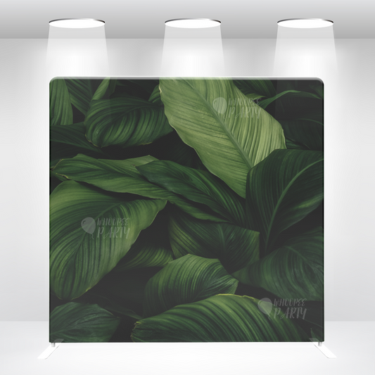 Tropical Fern Green Leaf Pillow Case Photo Booth Straight Backdrop Wall Cloth Cover With Stand For Birthday Wedding Baby Shower Party