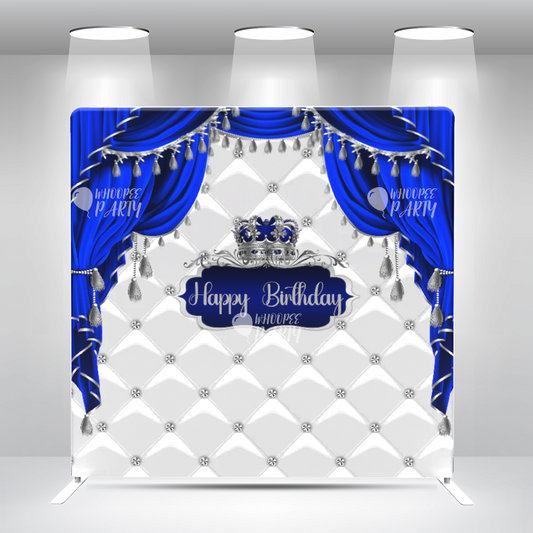 Happy Birthday White Leather Upholstery Pillow Case Photo Booth Straight Backdrop Wall Cover With Stand For Birthday Wedding Baby Shower Party Event