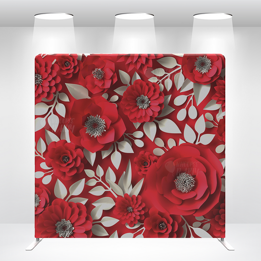 Red Flowers Pillow Case Photo Booth Backdrop Wall Cover With Stand For Birthday Party Photography Photo Shoot Studio Props