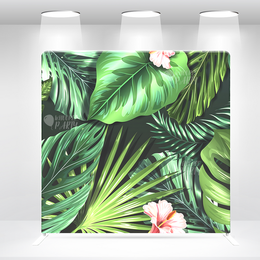 Tropical Fern Green Leaf Pillow Case Photo Booth Straight Backdrop Wall Cloth Cover With Stand For Birthday Wedding Baby Shower Party