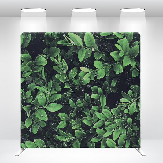 Tropical Fern Green Leaf Pillow Case Photo Booth Straight Backdrop Wall Cloth Cover With Stand For Birthday Wedding Baby Shower Party