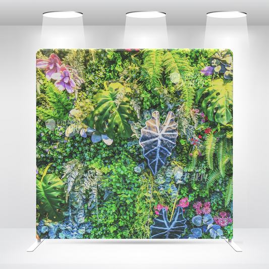 Tropical Fern Green Leaf Pillow Case Photo Booth Straight Backdrop Wall Cloth Cover With Stand For Birthday Wedding Baby Shower Party