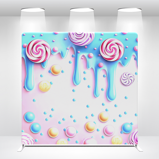 Candy  Pillow Case Photo Booth Straight Backdrop Wall Cover With Stand For Birthday Party Photography Photo Shoot Studio Props