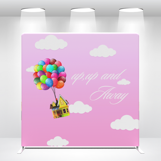 Up Up  Pillow Case Photo Booth Backdrop Wall Cover With Stand For Birthday Party Photography Photo Shoot Studio Props