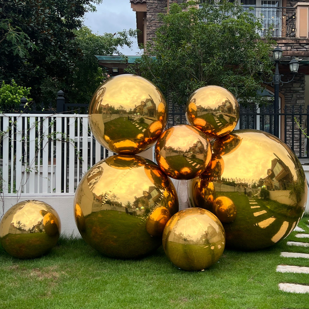 Golden Color Inflatable Mirror Ball Reusable Big Bubble Shiny Balloon Balls