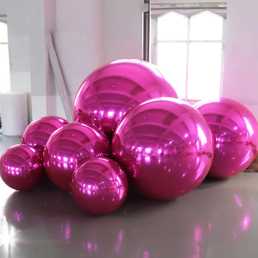Hot Pink Color Inflatable Mirror Ball Reusable Big Bubble Shiny Balloon Balls