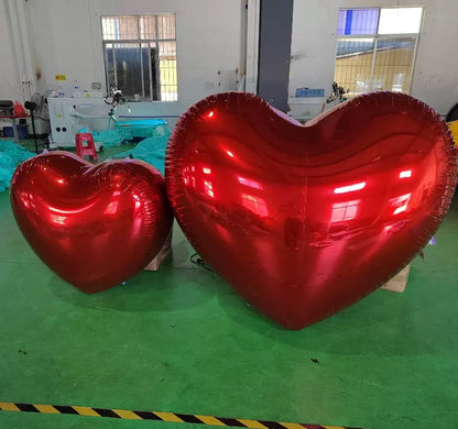 Red Hot Pink Shiny Hearts Inflatable Mirror Ball Reusable Big Bubble Balloon