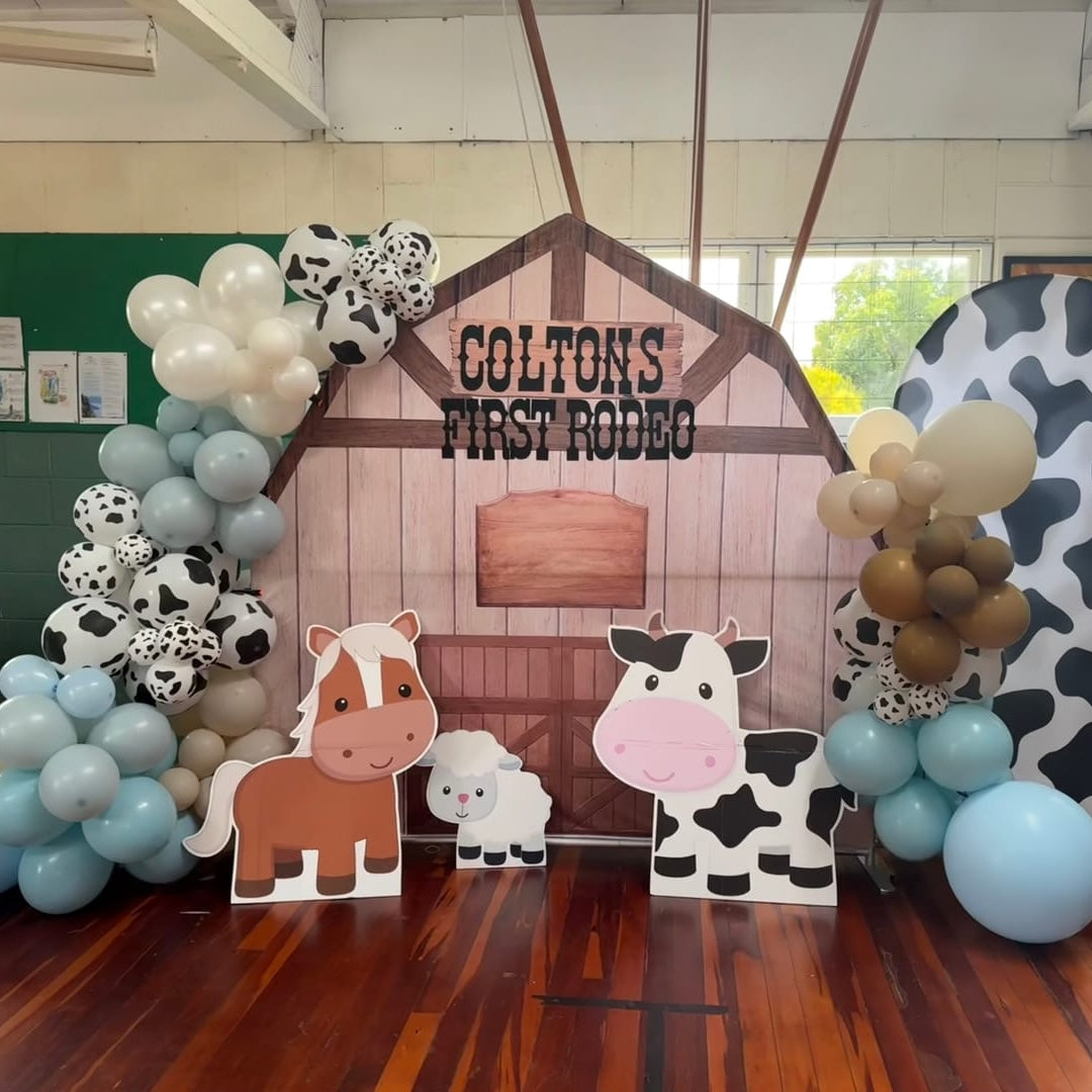 7x7ft Farm House Barn Arch Backdrop Wall Cover Stand For Birthday Baby Shower Party Decoration