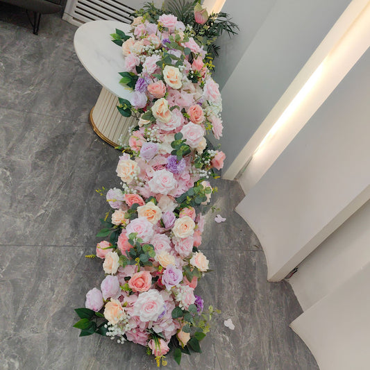 Floral Flower Runner,Rose Wedding Flower Arrangements,Aisle Runner,Wedding Reception Table Runner,Flower Centrepiece