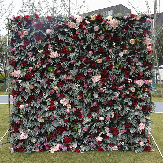 Cloth Curtain Silk Flower Wall For Birthday Wedding Backdrop Decoration Outdoor Event Party Decor Props