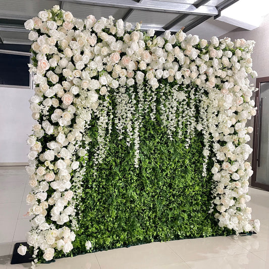 Handmade Artificial Cloth Curtain Silk Flower Wall For Birthday Wedding Backdrop Decoration Outdoor Event Party Decor Props