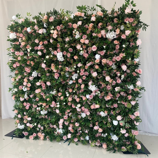 Rolling Up Curtain Flower Wall For Birthday Wedding Backdrop Decoration Outdoor Event Party Decor Props