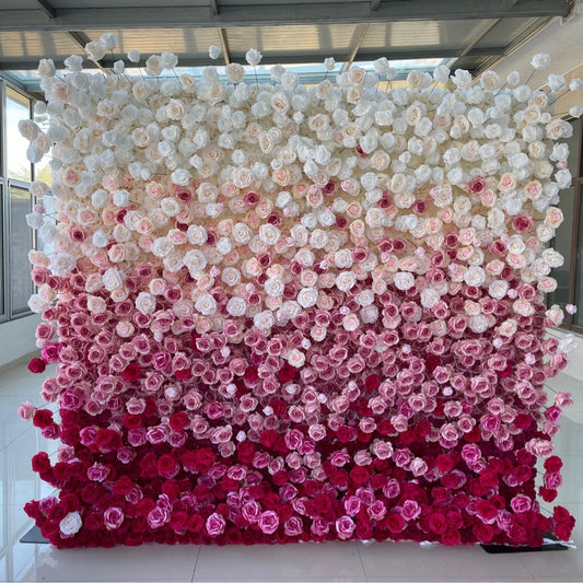 Handmade Artificial Cloth Curtain Silk Flower Wall Wedding Backdrop Decoration Outdoor Event Party Decor Props