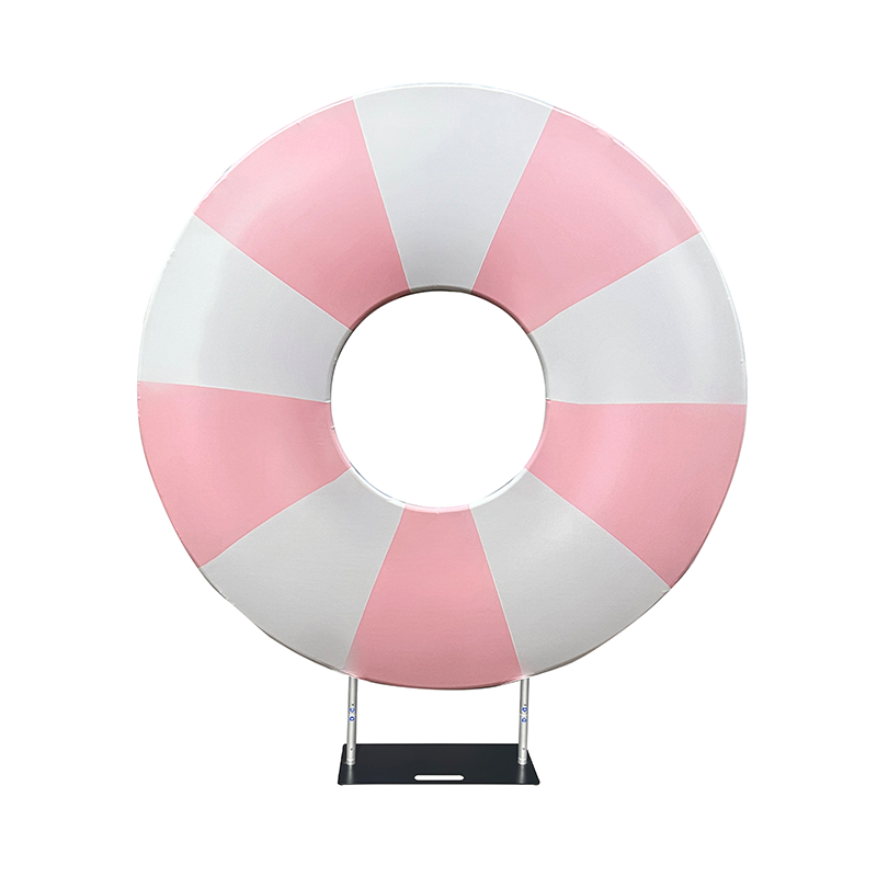 6.5ft Hollow Round Backdrop Frame with Custom Cover, Versatile Double Ring Event Stand for Donut, Race Car Tire & Nautical Party Themes