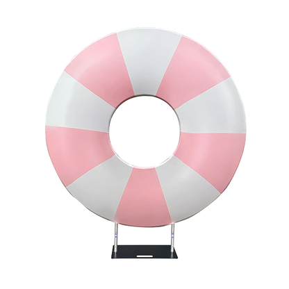 6.5ft Hollow Round Backdrop Frame with Custom Cover, Versatile Double Ring Event Stand for Donut, Race Car Tire & Nautical Party Themes