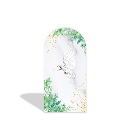 Tema de bautismo con cruz, Santo Grial, fondo de fiesta.