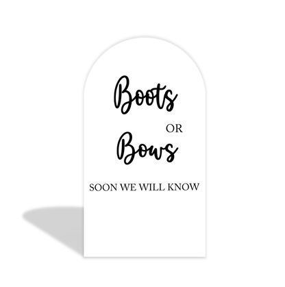 Botas o lazo Pronto lo sabremos Arco para fiesta de baby shower, cubierta y soporte para telón de fondo