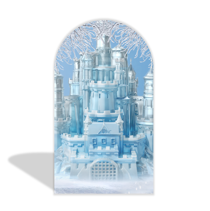 Cubierta de tela y soporte para fondo de arco de fiesta de castillo de las maravillas invernales