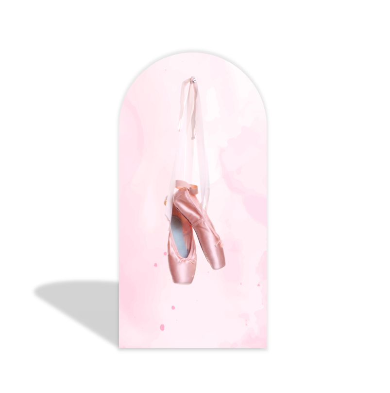 Pink Bow & Ballet Shoes Arch Backdrop Cover with Stand | Ballet Theme Birthday Party Decoration Photo Booth Background