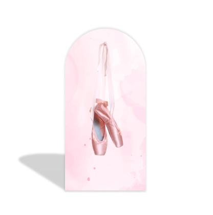 Pink Bow & Ballet Shoes Arch Backdrop Cover with Stand | Ballet Theme Birthday Party Decoration Photo Booth Background