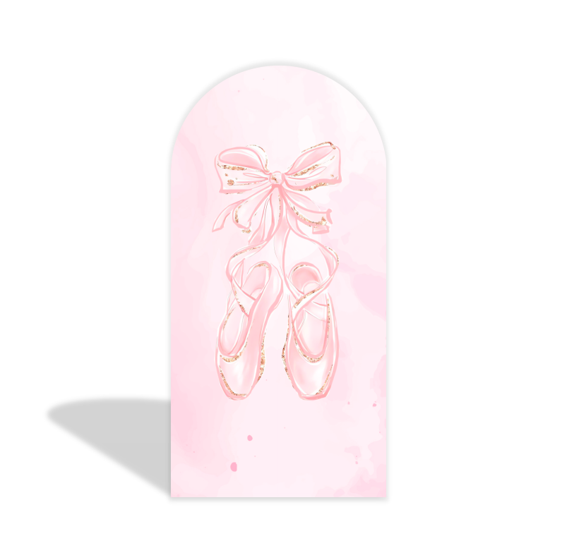 Pink Bow & Ballet Shoes Arch Backdrop Cover with Stand | Ballet Theme Birthday Party Decoration Photo Booth Background