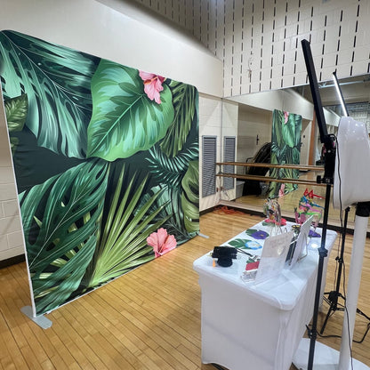 Tropical Fern Green Leaf Pillow Case Photo Booth Straight Backdrop