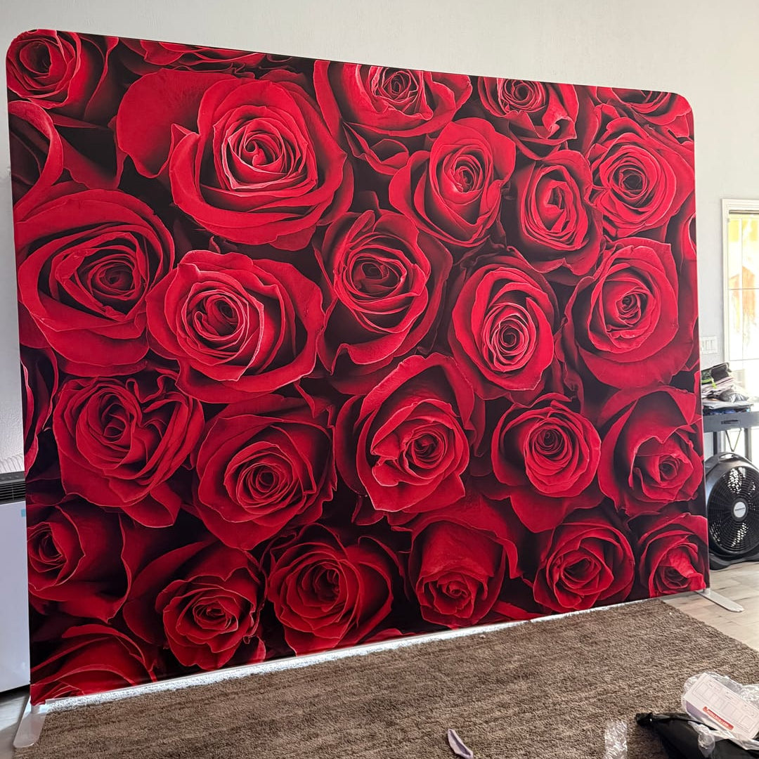 Funda de almohada con flores de rosa para fotomatón, fondo de pared, funda de tela con soporte para cumpleaños, bodas, baby showers y fiestas.