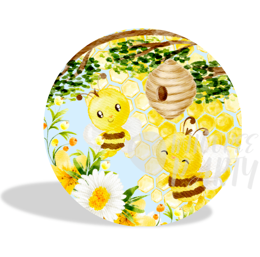 Oh Baby Sweet BeeBackground Baby Shower Decoration Round Circle Backdrop Cover Plinth Cylinder Pedestal Cover
