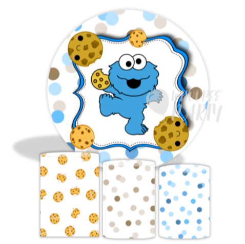 The Cookie Monster Decoration Round Circle Backdrop Cover Plinth Cylinder Pedestal Cover