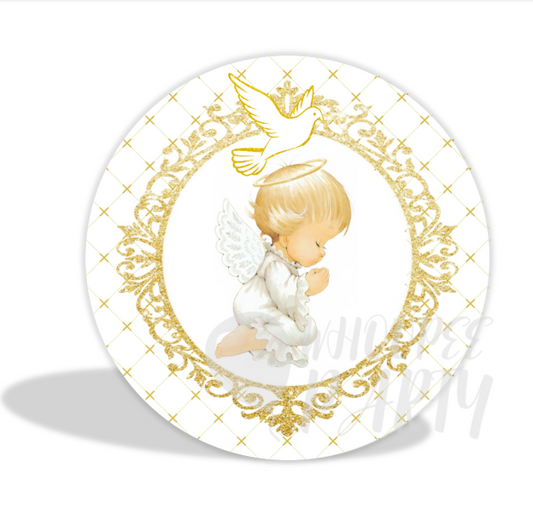 Baptism Mi Bautizo Decoration Round Circle Backdrop Cover Plinth Cylinder Pedestal Cover