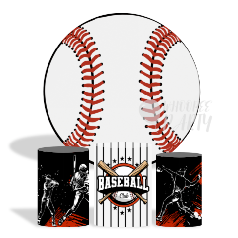 The Baseball Party Decoration Round Circle Backdrop Cover Plinth Cylinder Pedestal Cover